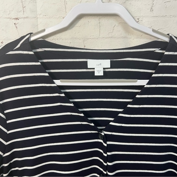 J. Jill Size 2X Navy White stripe Shirt Dress Casual Ruffle Bottom Button - Picture 9 of 9